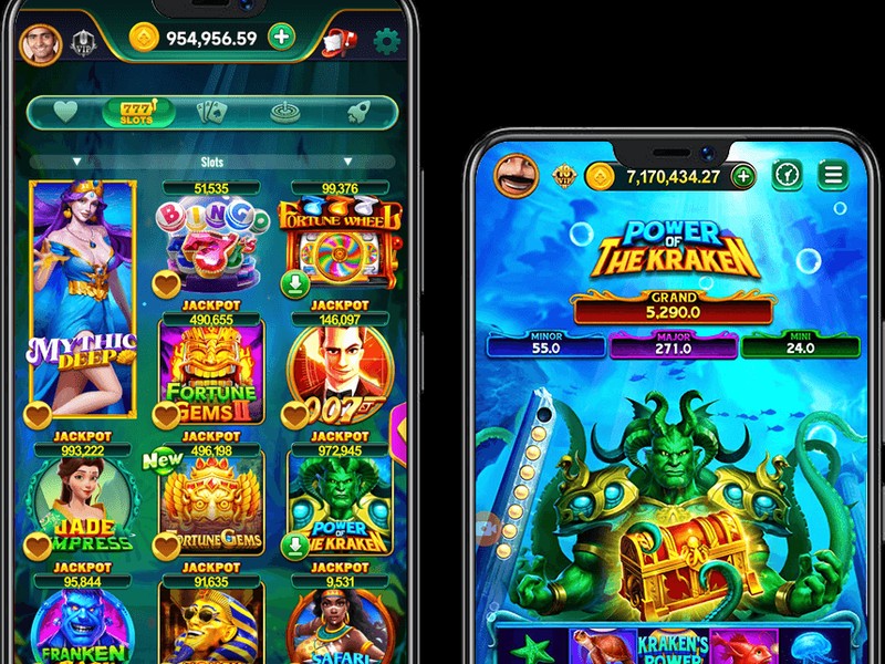 Hình ảnh điện thoại hiển thị ứng dụng JILI Game với các trò chơi casino hấp dẫn.